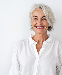 vrolijke vrouw van middelbare leeftijd